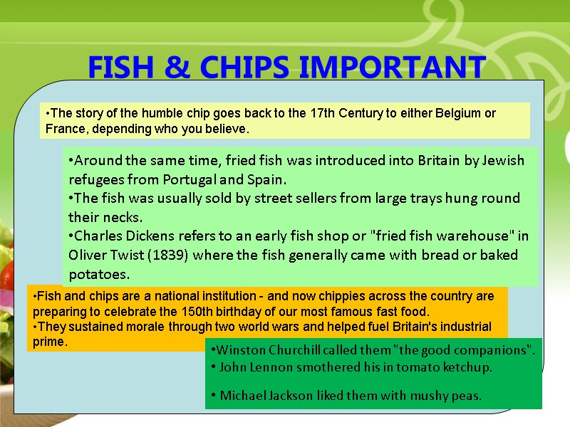 Your Description Goes Here FISH & CHIPS IMPORTANT FACTS     